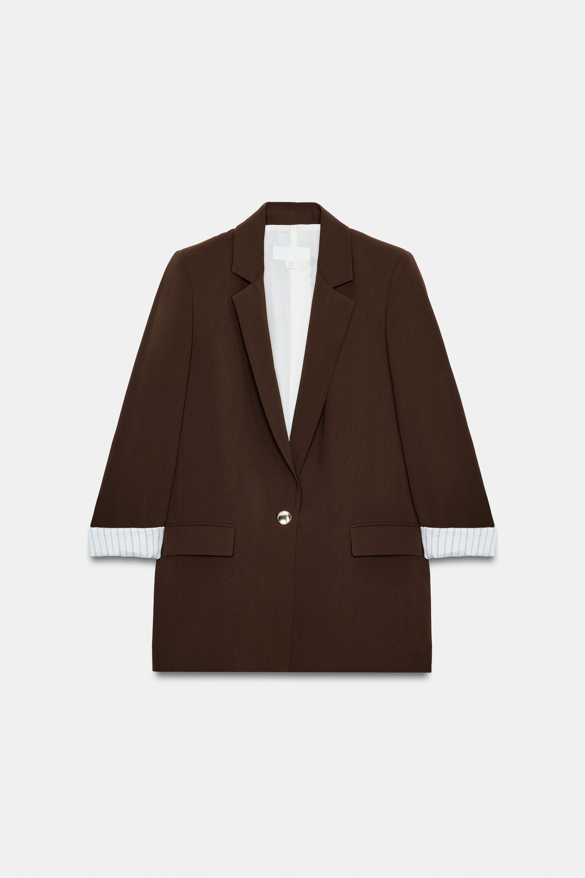 ROLL-UP SLEEVE PRINTED CUFF BLAZER